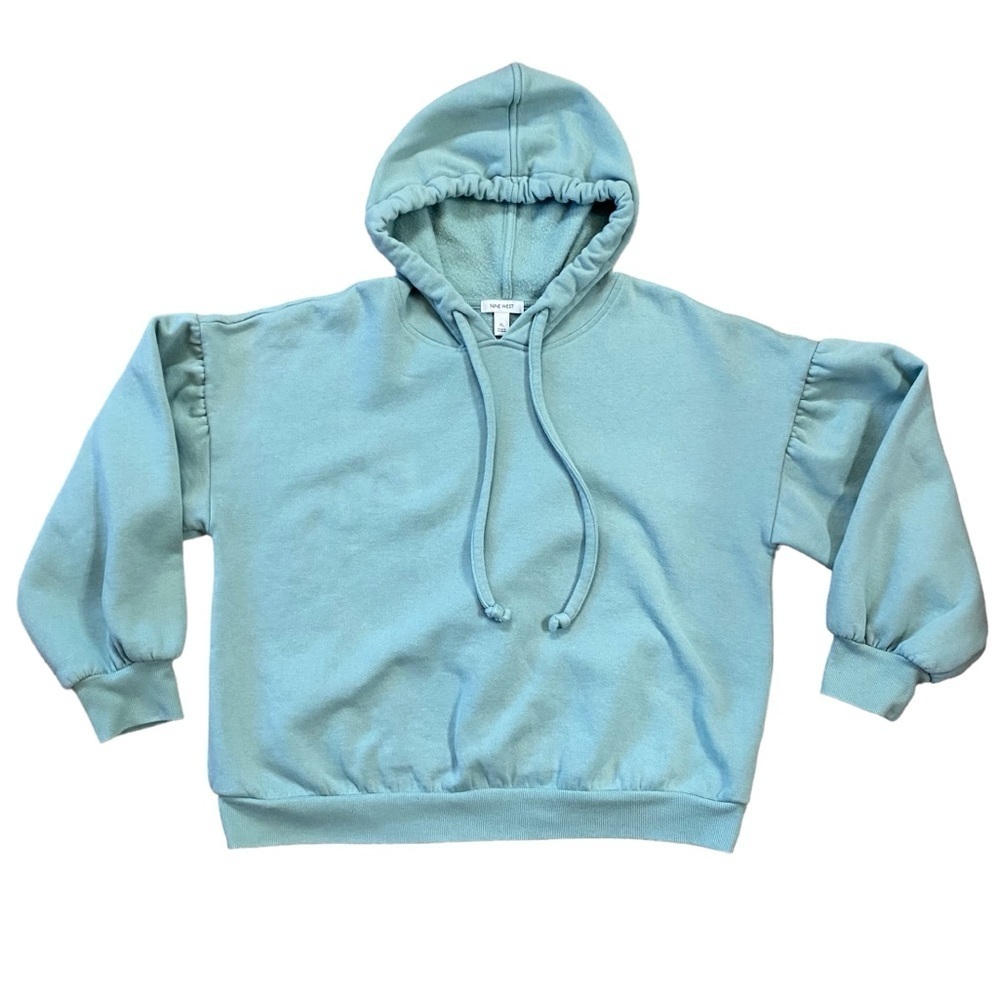 Nine West Sea Foam Green Balloon Sleeves Brushed Hoodie Women’s XL